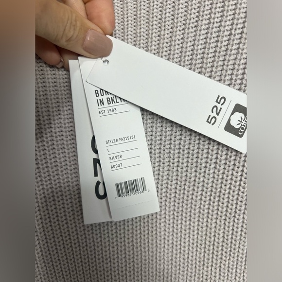 525 AMERICA | CREWNECK SHAKER STITCH SWEATER | SILVER NWT Large - Picture 5 of 5